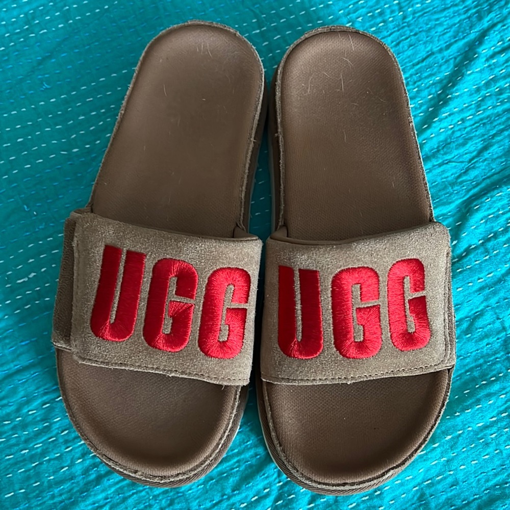 Brown suede UGG slippers